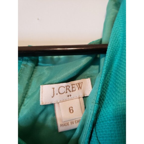 J Crew Womens 6 Pencil Dress Turquoise Green Sleeveless Round Neck M Zip Cotton - Picture 5 of 5